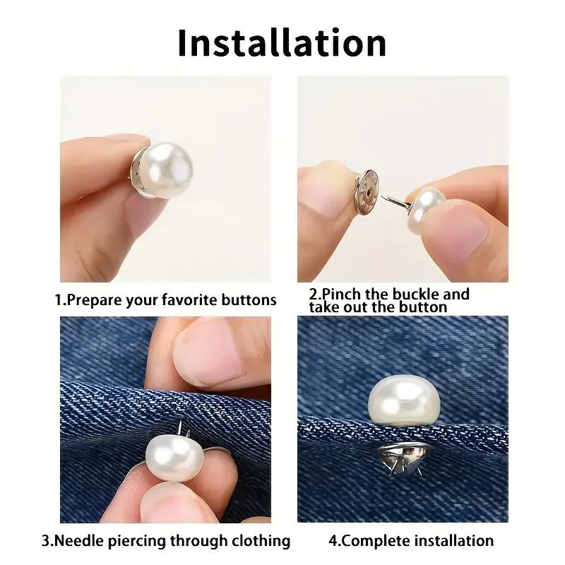 10 Boutons Plastique Aspect Perle Réglables - Boutons Pression Plat à Clipser Sans Couture, Boutons Décoratifs Blanc/Beige/Noir/Bleu Sphérique Brillant pour Couture
