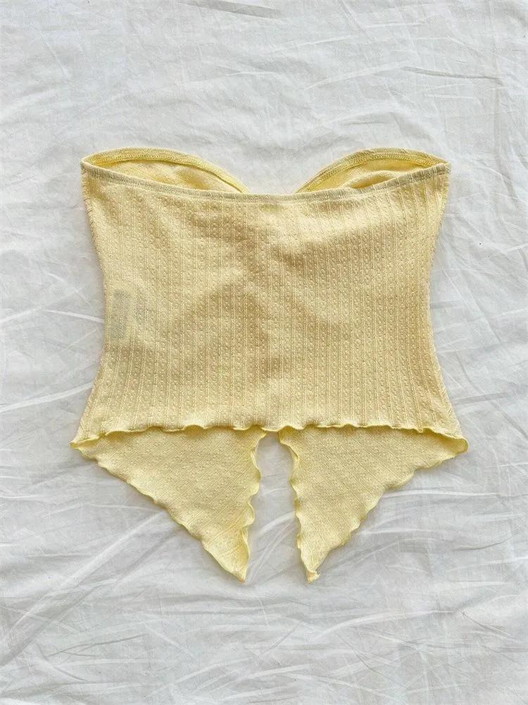 Crop Top Phumee Backless Tube Top Strapless Twist Knot A2361