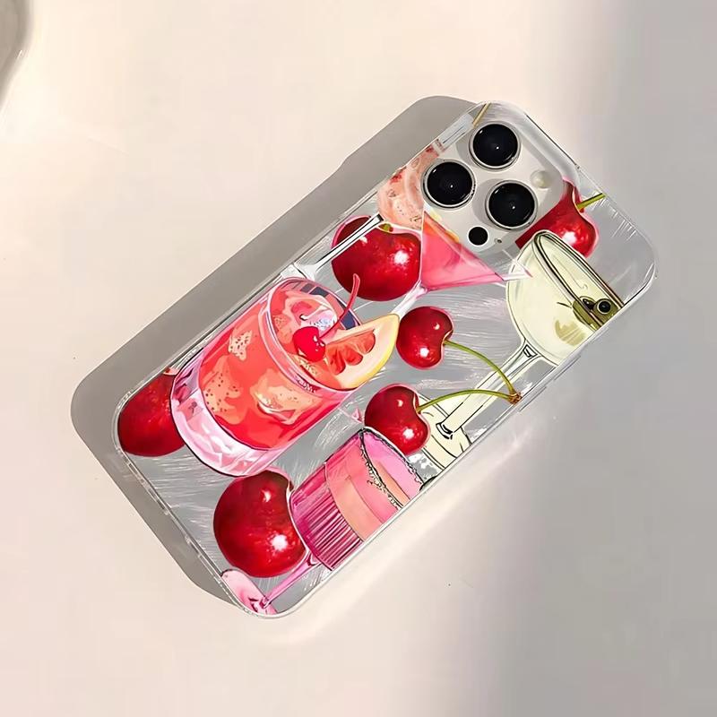 Fruit Juice & Cherry Pattern Phone Case For Samsung Galaxy S26 S24 S25 S23 Ultra S22 S21 Plus FE A15 A34 A35 A50 A54 A55 Cover