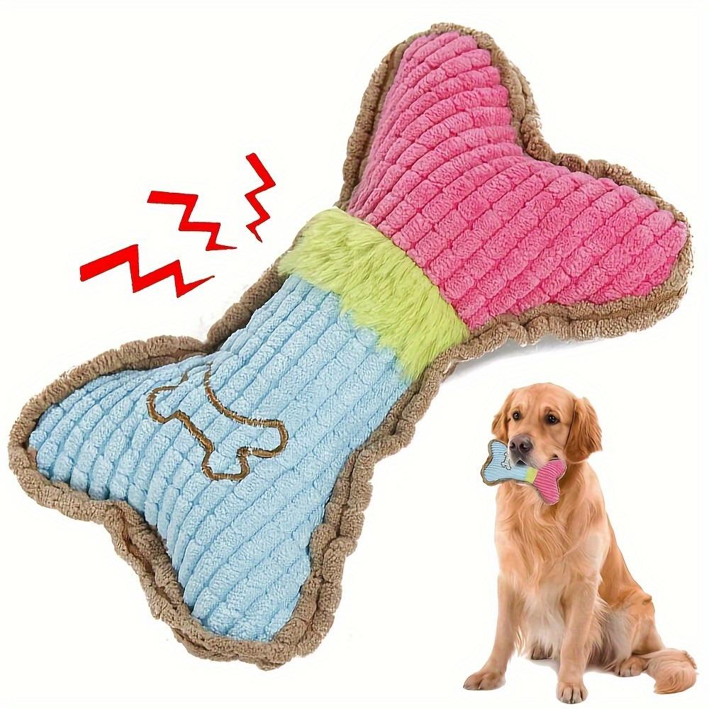 Colorful Plush Bone Shaped Squeaky Dog Chew Toy синий