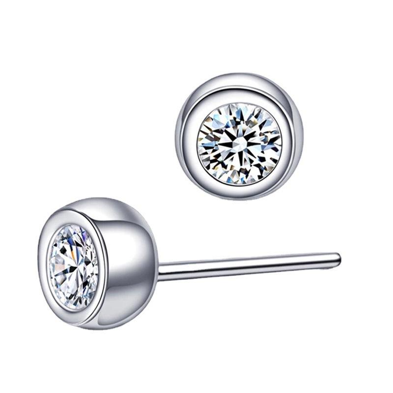 Douyin Popular Round Zircon Stud Earrings Bubble Shape Earrings Men's and Women's Earrings Fashion Versatile Temperament Ear Jewelry