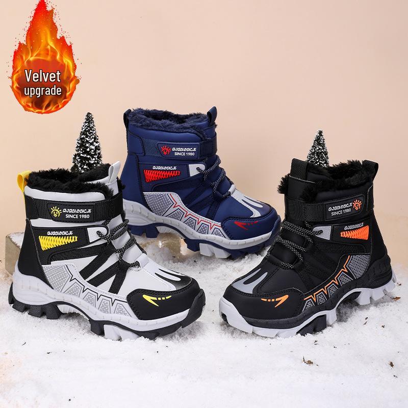 Boys' 2025 Winter High-Top Snow Boots with Anti-Slip Steel Claw and Plush Lining.