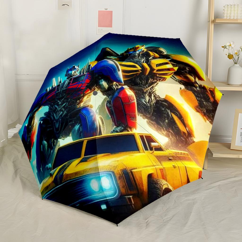 Transformers Optimus Prime Battle Scene Outdoor Automatic Umbrella Compact 8 Rib Design Foldable Design Outdoor Daily Use Vibrant Pattern Umbrella