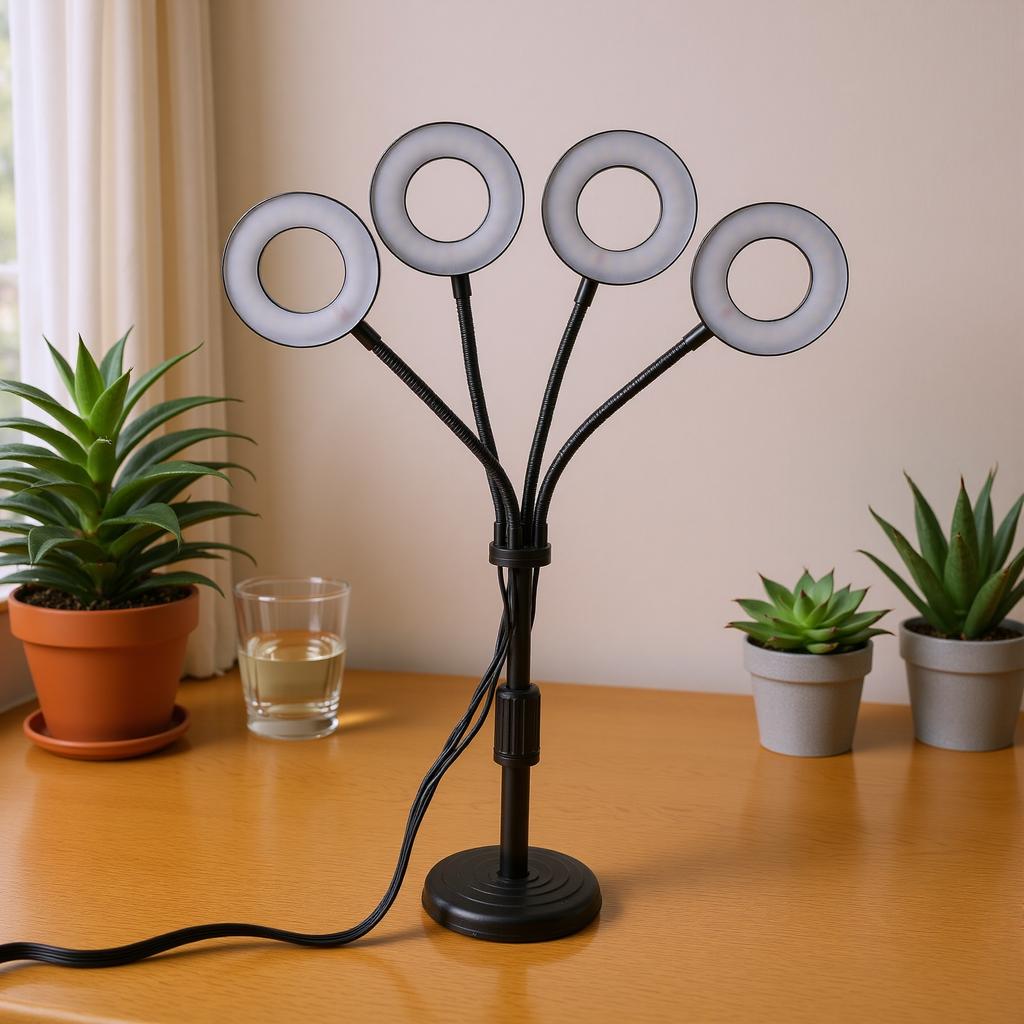 Grow Lights for Indoor Plants, LED Desk Grow Light Extendable Full Spectrum Tabletop Growing Lamp with 4   Heads Timer 9 Brightness Levels