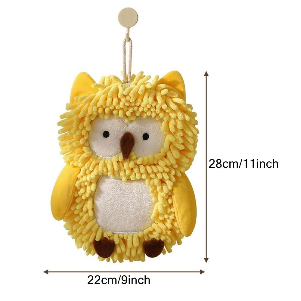 New Durable High Quality Soft Owl Chenille Hand Towel Hanging Fluffy Chenille Towel Owl Design Super Absorbent Funny Hand Towel