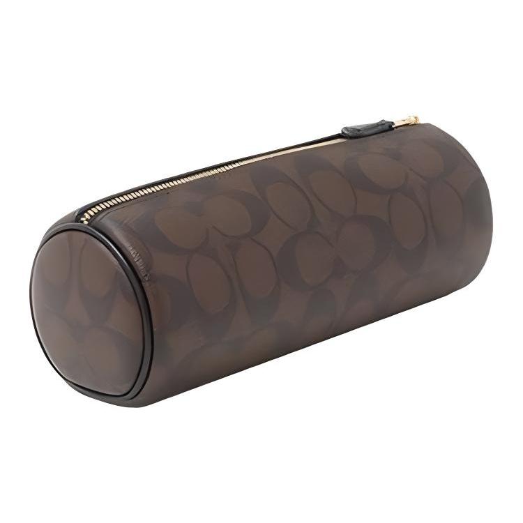 Coach Pencil Case Handheld Makeup Bag Pillow Bag Leather Pvc Handbag Medium Women handbags Dark-Brown 91177-IMAA8
