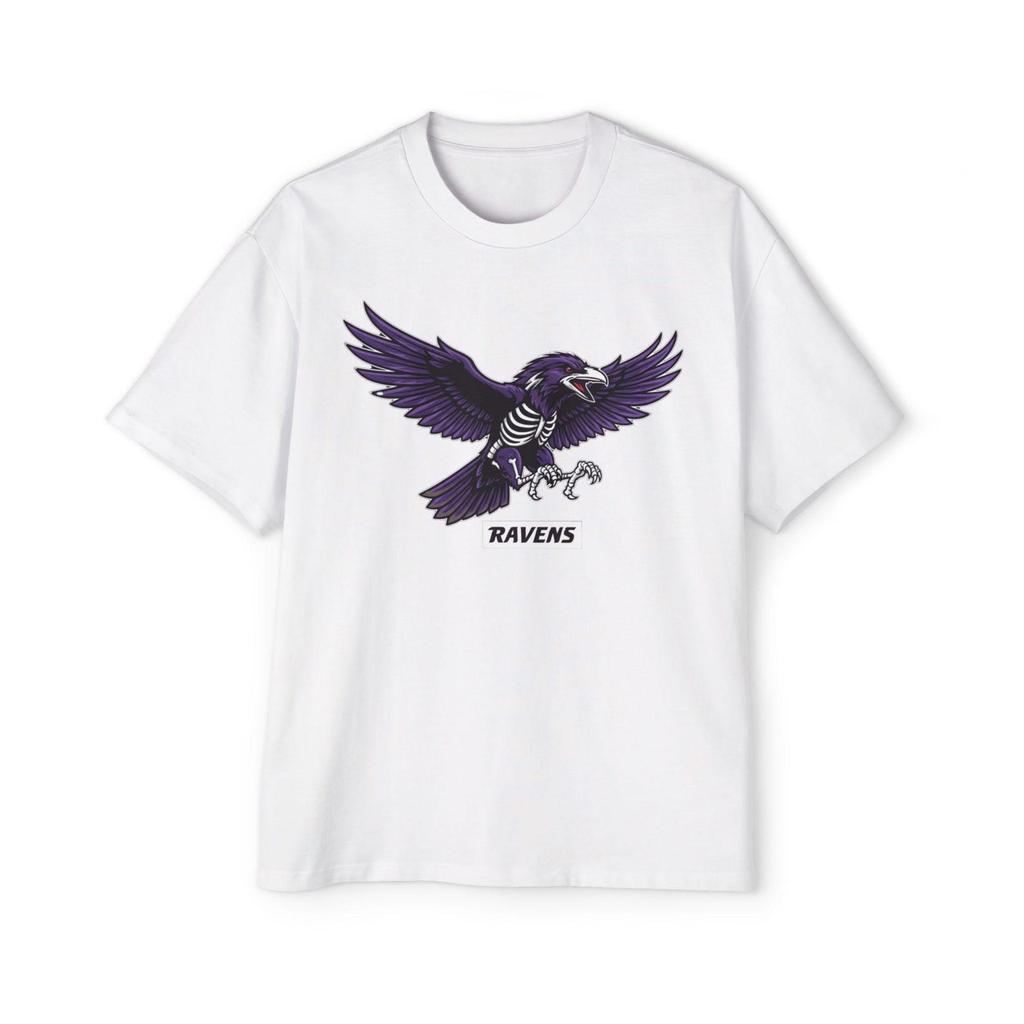 Skeleton Raven Illustration Tee | Football Mascot Graphic Shirt and kids shirt