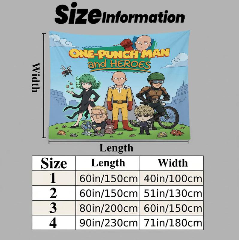 Onepunch Man Wall Tapestry Aesthetic Wall Hanging Printed Fabric Blanket Decorative Tapestries For Bedroom Living Room Home Decor