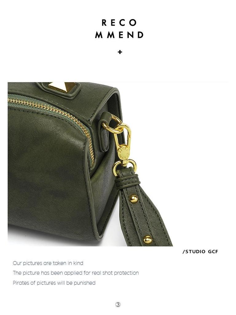 Olive Green Retro Women's Handbag with Cute Pendant - Versatile Commuter Tote