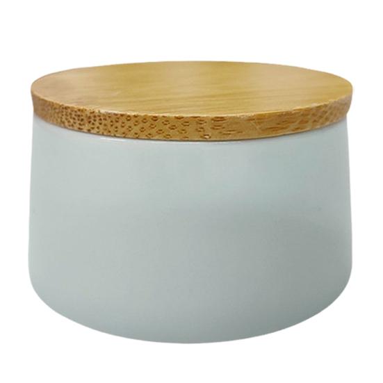 Ceramic Tea Canister with Bamboo Lid Airtight Tea Herb Storage Jar 20g Capacity Spice Box Case Organizer for Coffee Beans Cosmetics