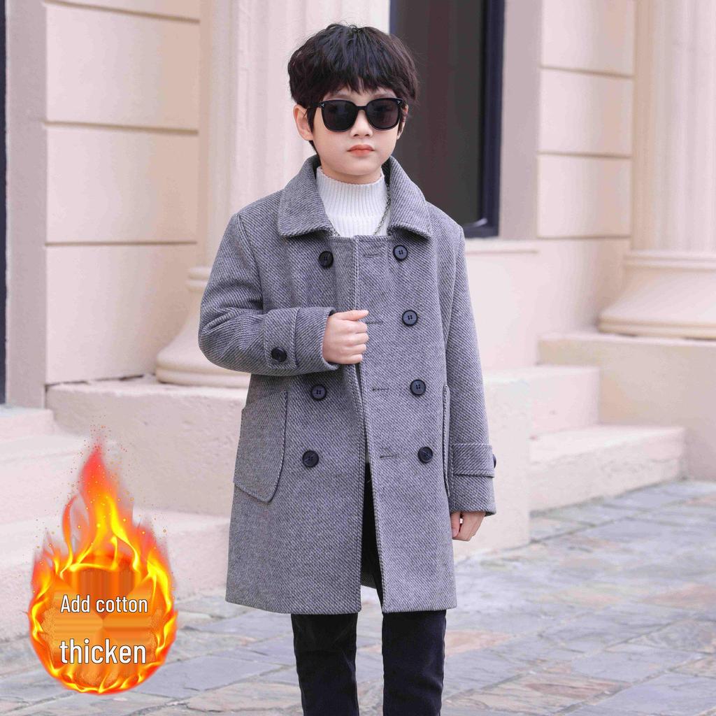 Вовняний бавовняний утеплений підлітковий пальто - Колекція Весна/Осінь 2025 для дітей середнього/великого віку