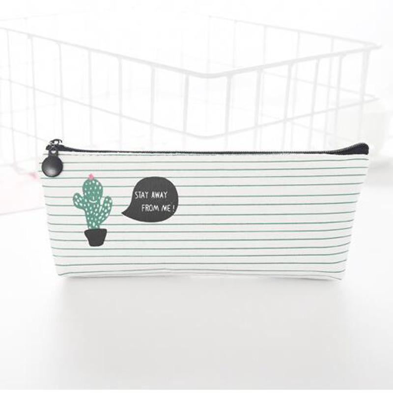 Canvas Animal Beer Whale Cactus Pencil Bag Stationery Pencil Case for Pens Stationery  Girls Storage  Bag