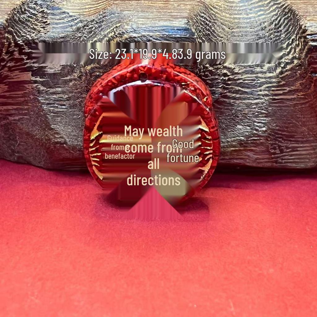 Original Gold-Plated Cinnabar Turtle Shell Fu Plaque and Gourd Pouch Accessories