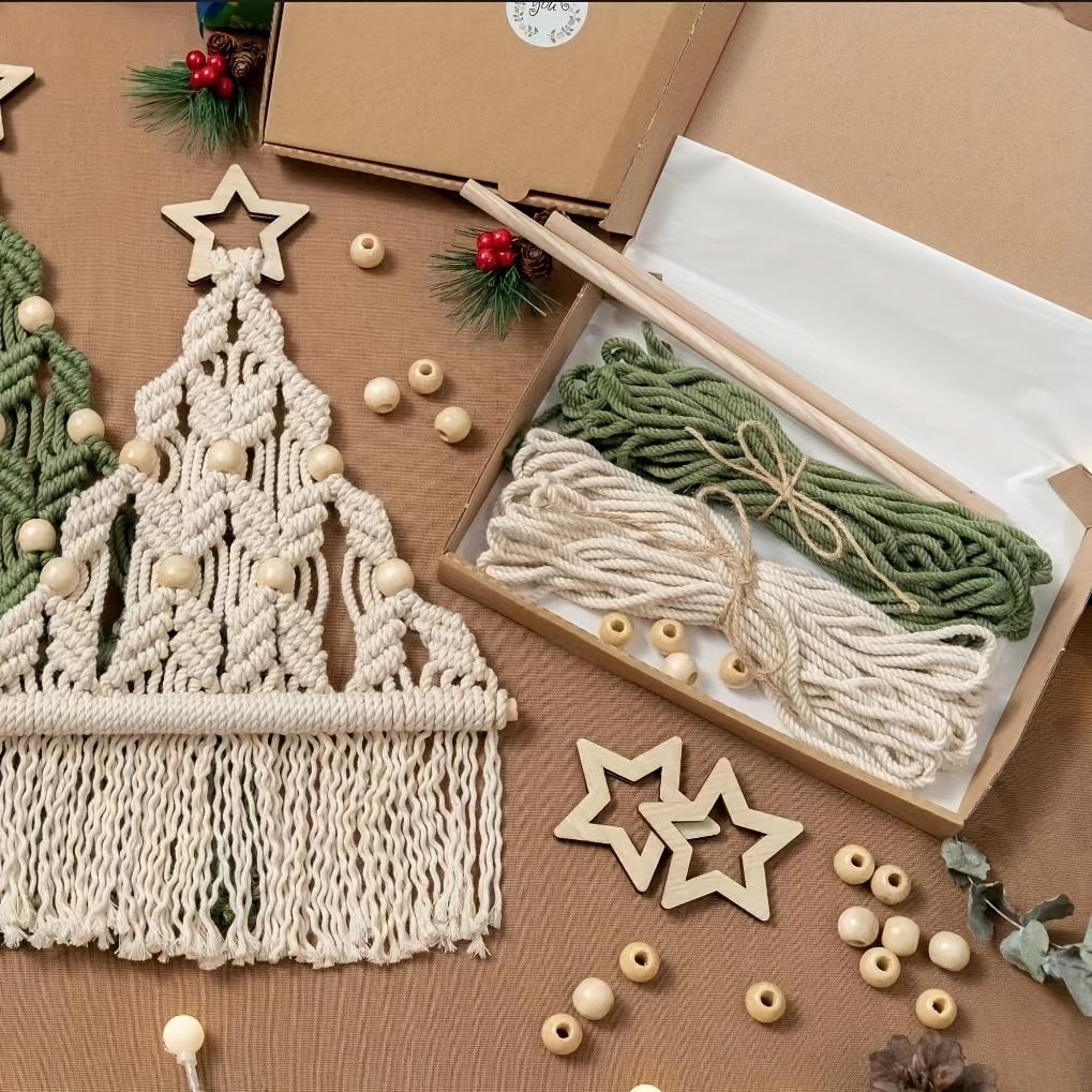 Macrame Christmas Tree DIY Kit, Green & Beige, Festive Wall Decor, Perfect Holiday Gift.