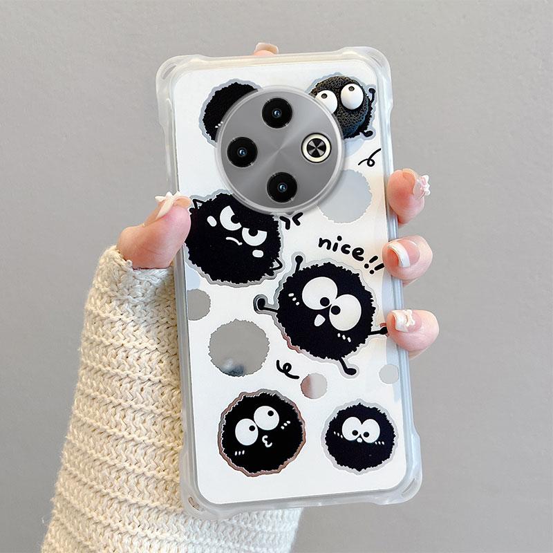 KEYSION Crossbody Strap Phone Case for TECNO Spark 30C Shockproof Cute Cartoon Long Lanyard Mirror Shockproof Cover for Tecno Spark 30C 4G