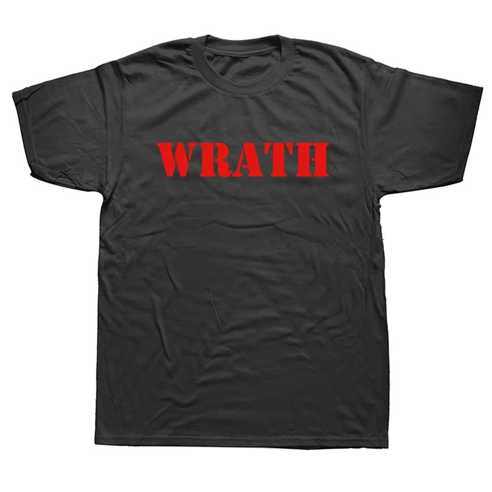 Unisex Cotton Crew Neck Tee with WRATH Print Funny Streetwear Short Sleeve