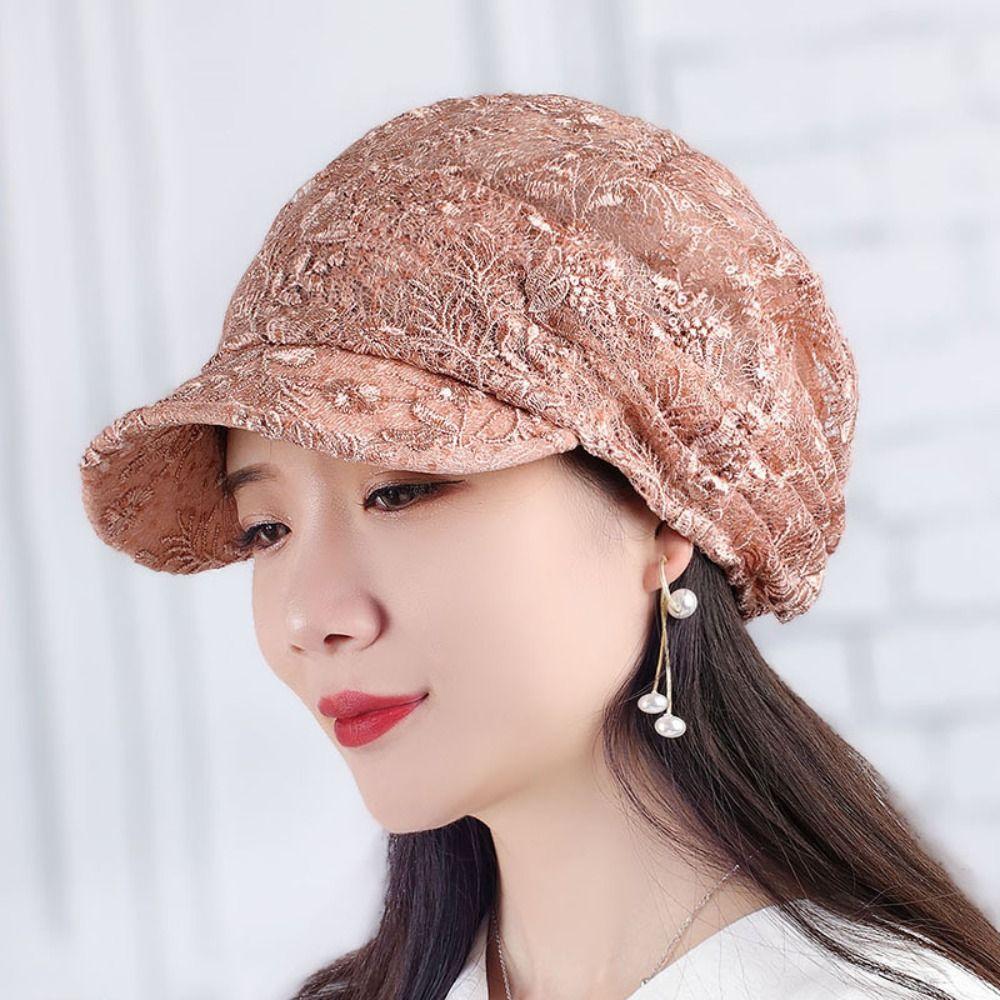 Embroidery Women Baseball Cap Breathable Turban Beanies Hat Flower Beanie Cap  Autumn Summer