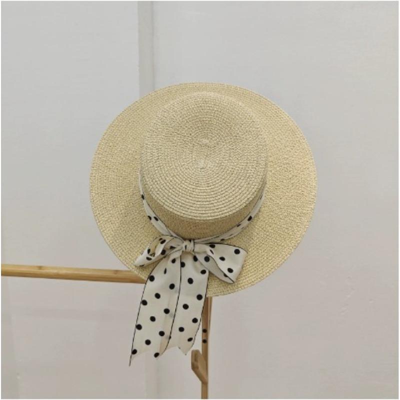 Big Brim Sun Hat Seaside Beach Idyllic Forest Bow Streamer Straw Hat Female Summer Flower Tulip