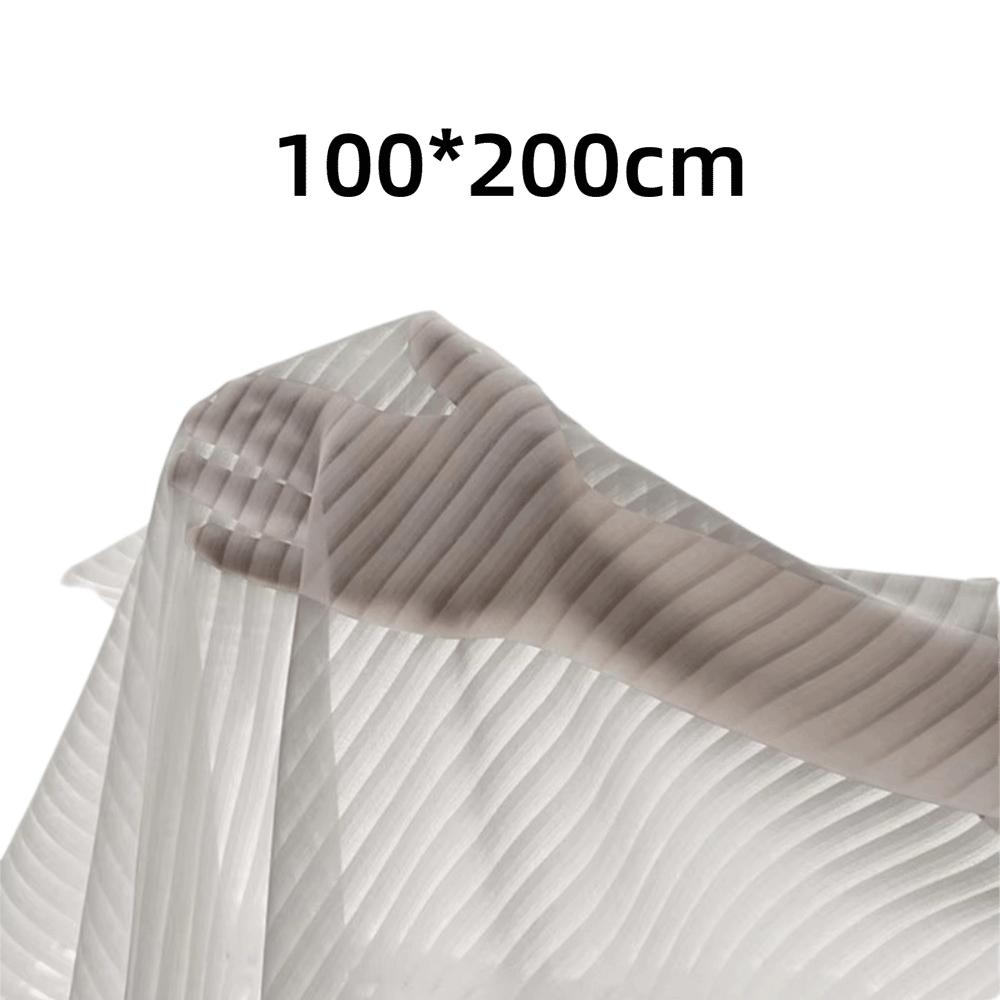 Soft Chiffon White Tulle Curtains 100*200cm Transparent Blinds Style Curtains Striped Vertical Breathable Privacy Sheer Curtain
