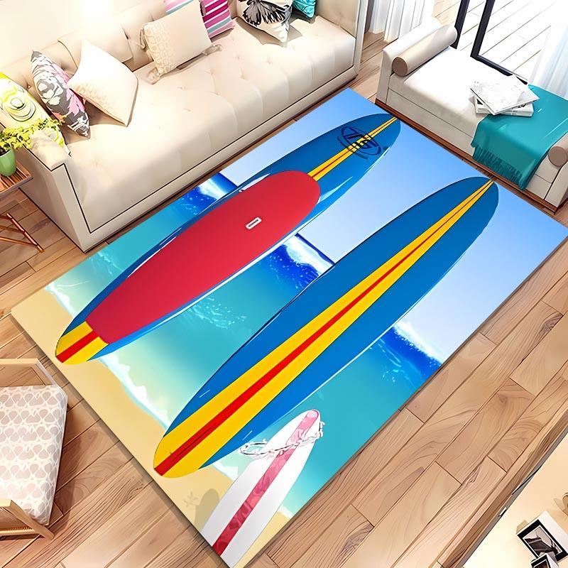 Surfboard Theme 3D Printing Large Area Carpet for Home Living Room Childrens Bedroom Mat Sofa Doormat  Floor Rug Anti-slip Decor