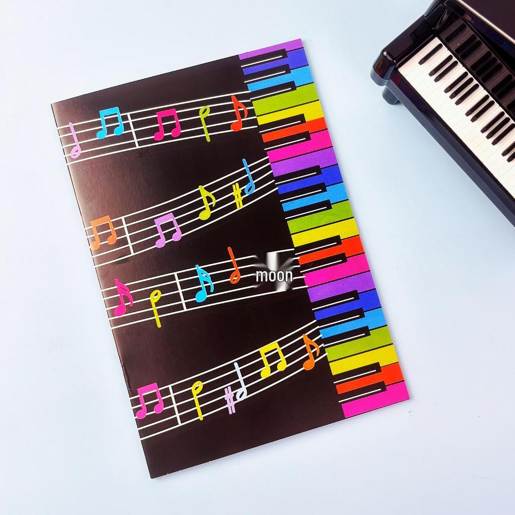 A5 Softcover Student Notebook with Music Pattern - Piano Notes & Creative Diary