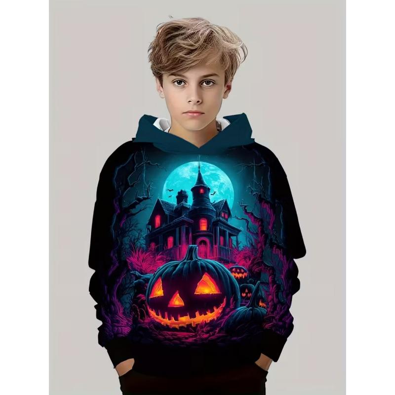 Kids Clothes Jack O' Lantern 3D Print Boys Sweatshirt Halloween Children Top Pumpkin Graphic Hoodies for Boy Children's Clothing