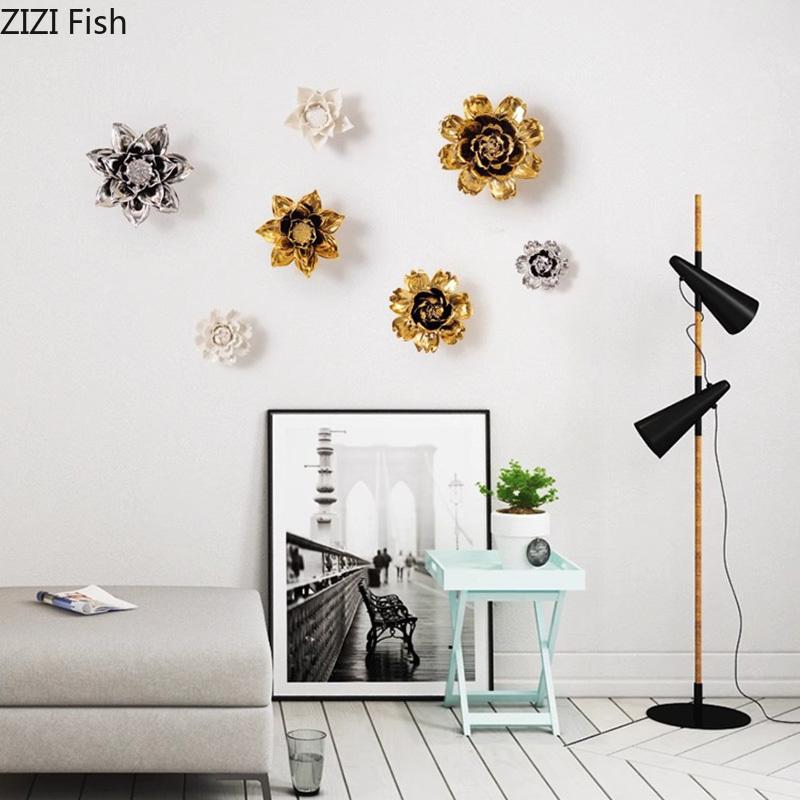 Blooming Flowers Porcelain Wall Hanging Ornaments Living Room Background Display Ceramic Peony Flower Wall-mounted Decorations