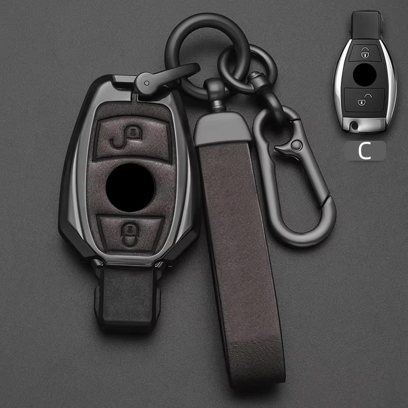 2025 Hot Car Sticker Alloy Style Car Key Case Cover Shell Fob For Mercedes Benz A B C E G Class C200 C300 E350 W205 E260L GLK A4