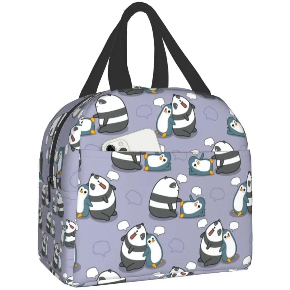 Cute Penguin Musician Pattern Lunch Box Bento Box Insulated Lunch Boxes Reusable Waterproof Lunch Bag for Office Picnic Hiking