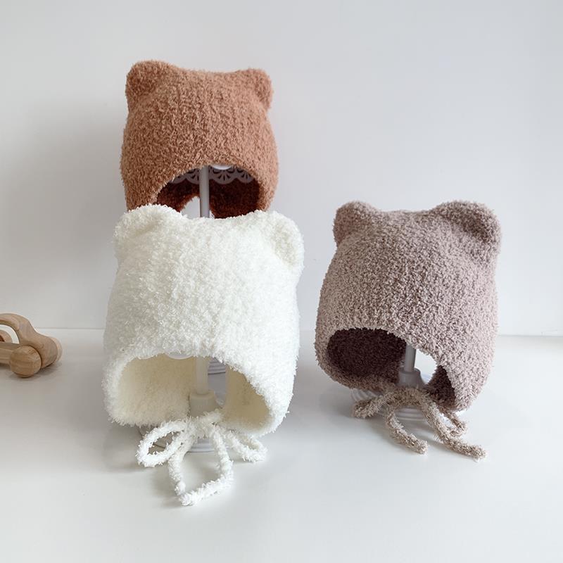 Solid Color Plush Baby Ear Protection Hat for Boys and Girls - Warm Autumn/Winter Style