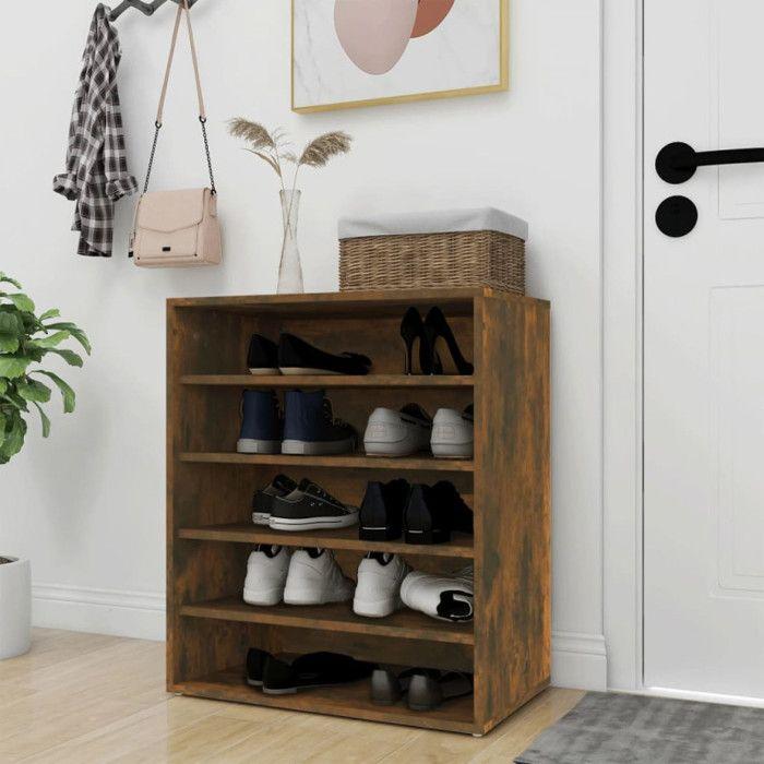 VidaXL Shoe Cabinet Smoked Oak 60x35x70 Cm Engineered Wood 816014