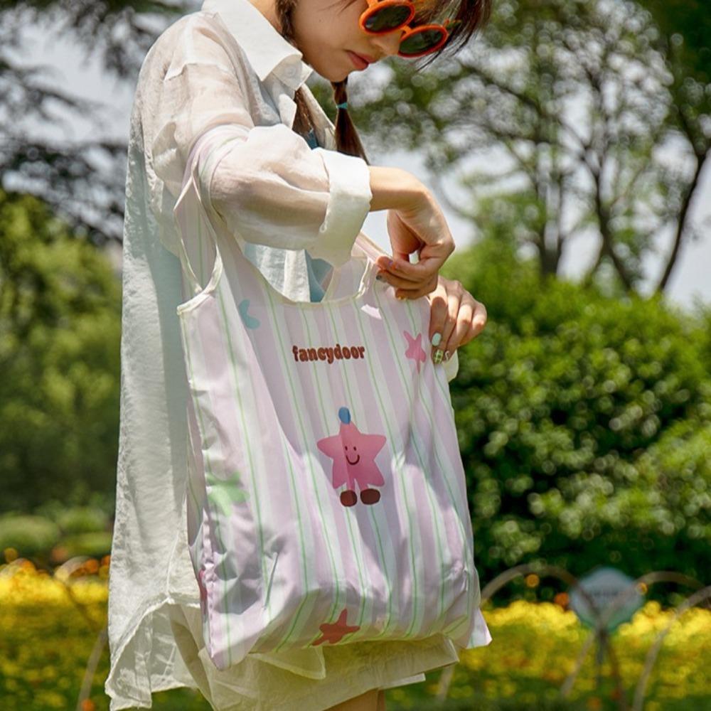 

Ins Cartoon Shopping Bag Oxford Cloth Black Cat Bag Simple Women Shoulder Bag Daily