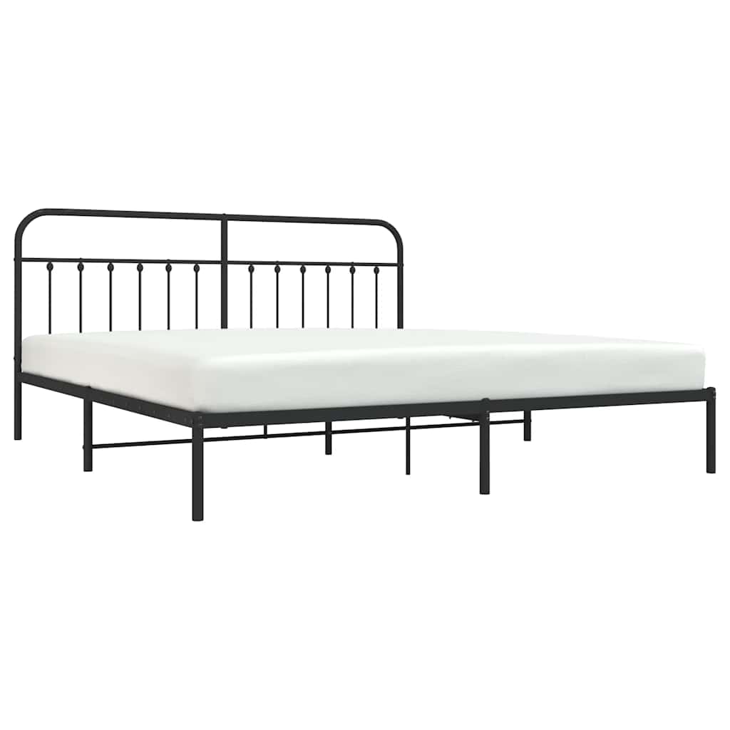 vidaXL Bed Frame with Headboard Metal Black 200x200 Cm