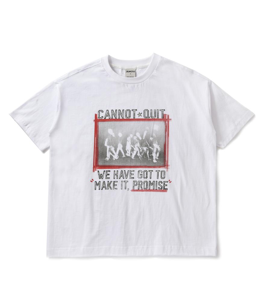 AMOU Marking Box Half T-Shirts White