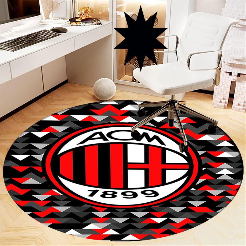 AC Milan Printed Round Rug Carpet Chair Rug Area Rug Entryway Doormats,for Office Chair Living Room Bedroom Kitchen Room.