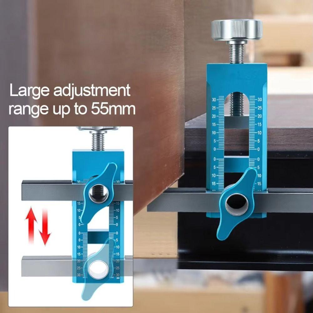 2 v 1 Polohovač pro instalaci dvířek skříněk s odskokem, děrovaná montážní šablona, instalace šatní skříně