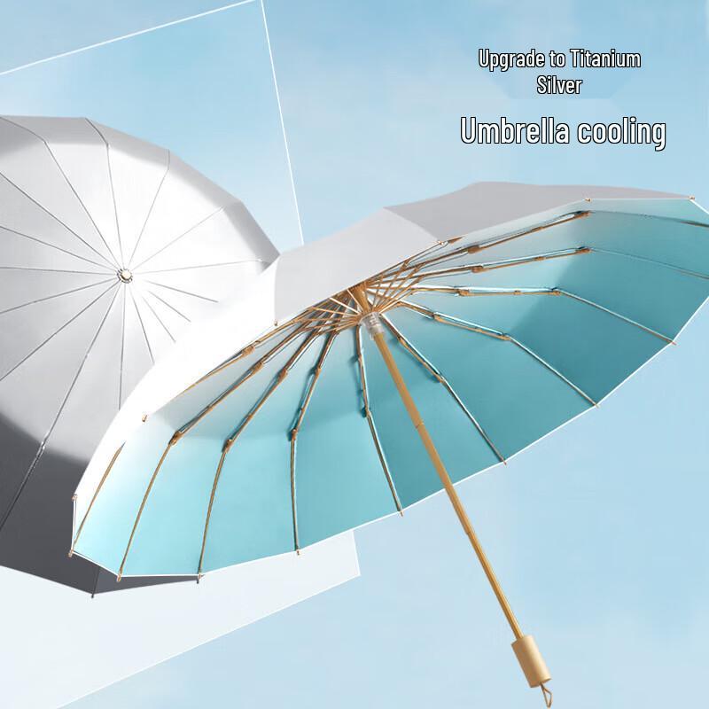 TianXiuMei 16-Rib Tri-Fold Gradient Sun & Rain Umbrella