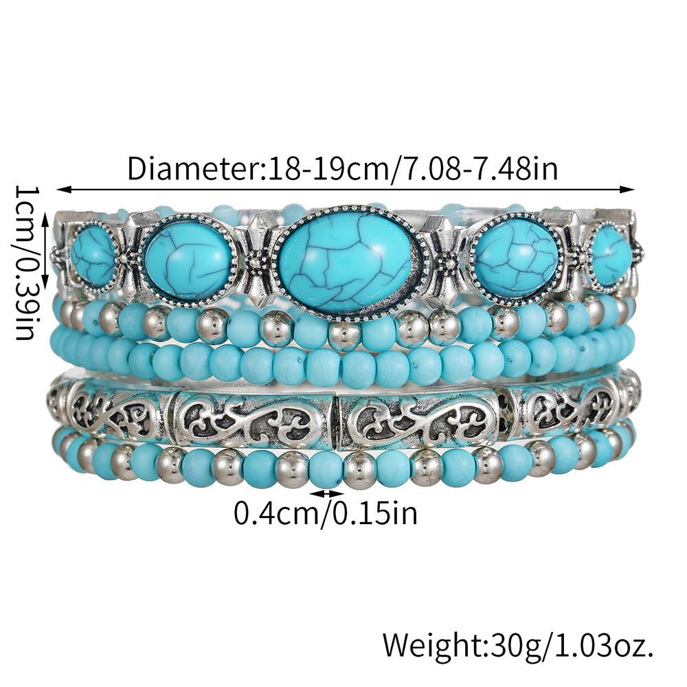 

Бирюзовый браслет в этническом стиле, набор для женщин, с ручной работой из металла, для повседневной носки или в путешествие