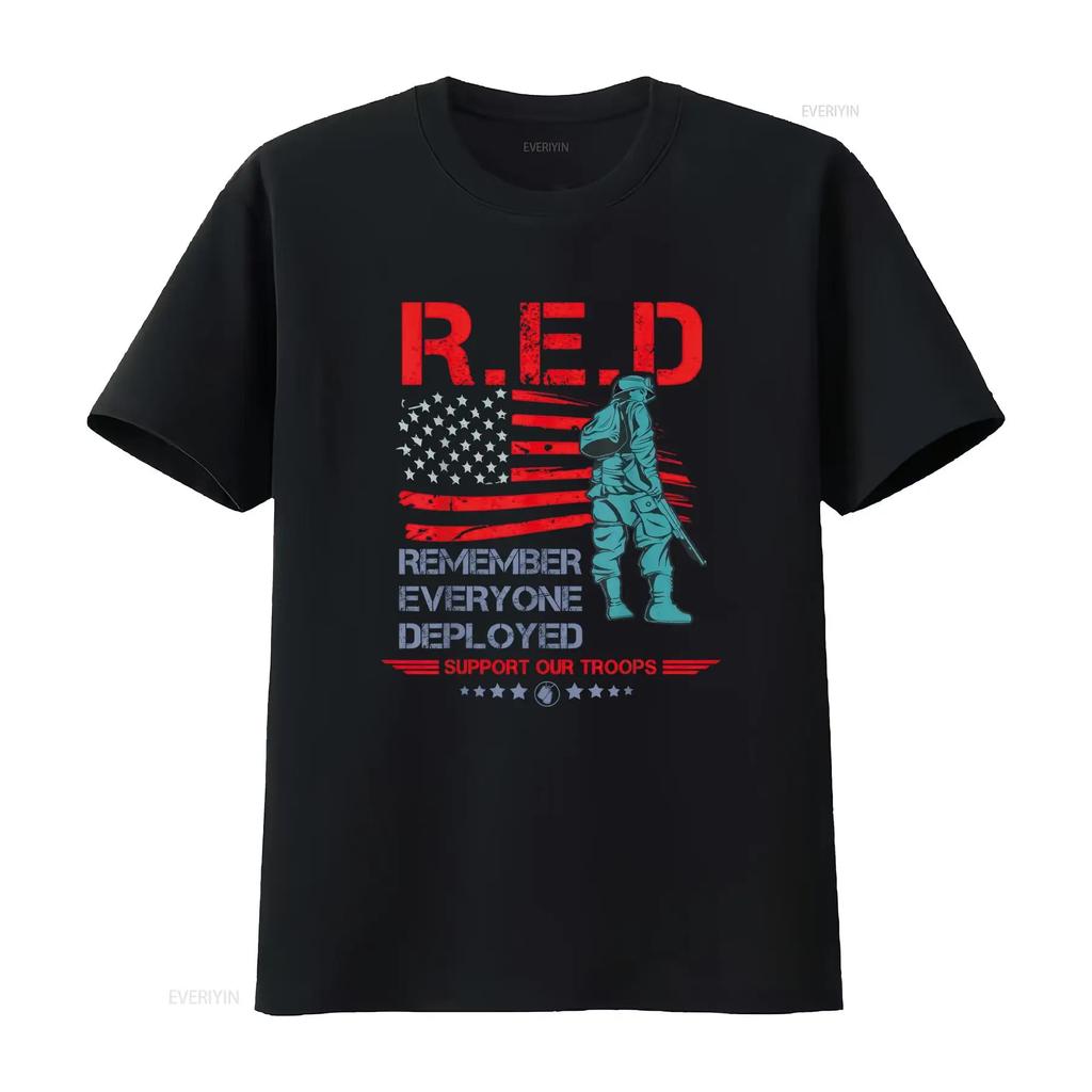 Red Friday Military T Shirt Remember Everyone Deployed Vintage Washed Comfortable Casual Top For Everyday Wear Stylish