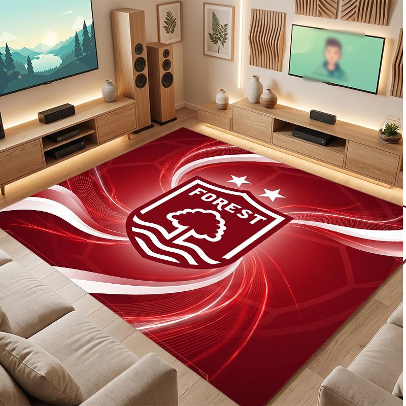Tappeto in Velluto di Cristallo con Stampa Calcio Nottingham Forest, Comodo Assorbente d'Acqua Antiscivolo Tappeto per Pavimenti Interni