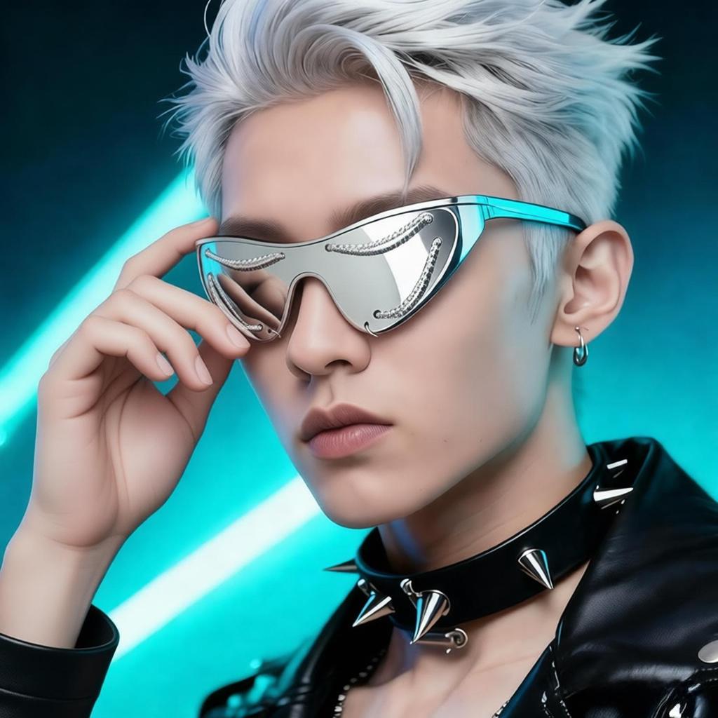 Trendy Cat Eye Chain Sunglasses with Cross Metal Frame – Fashionable European & American Design