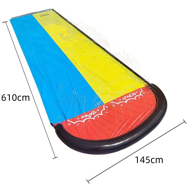 Double Water Slide with 6.1m Extension, Fountain Mat, Water Slide, Pool, Water Play Toy, Lawn Play, Water Play Lawn Surfboard, Lawn Water Slide,
