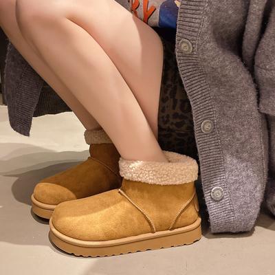 Large Size Ugly Cute Big Head Snow Boots Women's Autumn and Winter New Fluffy Short Boots Thick-soled Piled Thickened Cotton Shoes