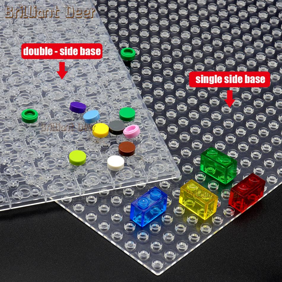 Transparent Base Plate 32x32 Single Double Sided Small Building Blocks Classic DIY Building Baseplates Toys For Children Kids