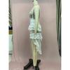 Women's Summer One-button Irregular Lace See-through Halter Dresses