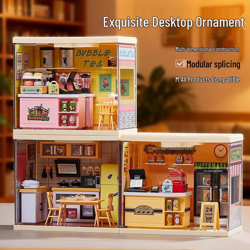 DIY Miniature Cabin Building Blocks Scene Model Educational Toy Gift