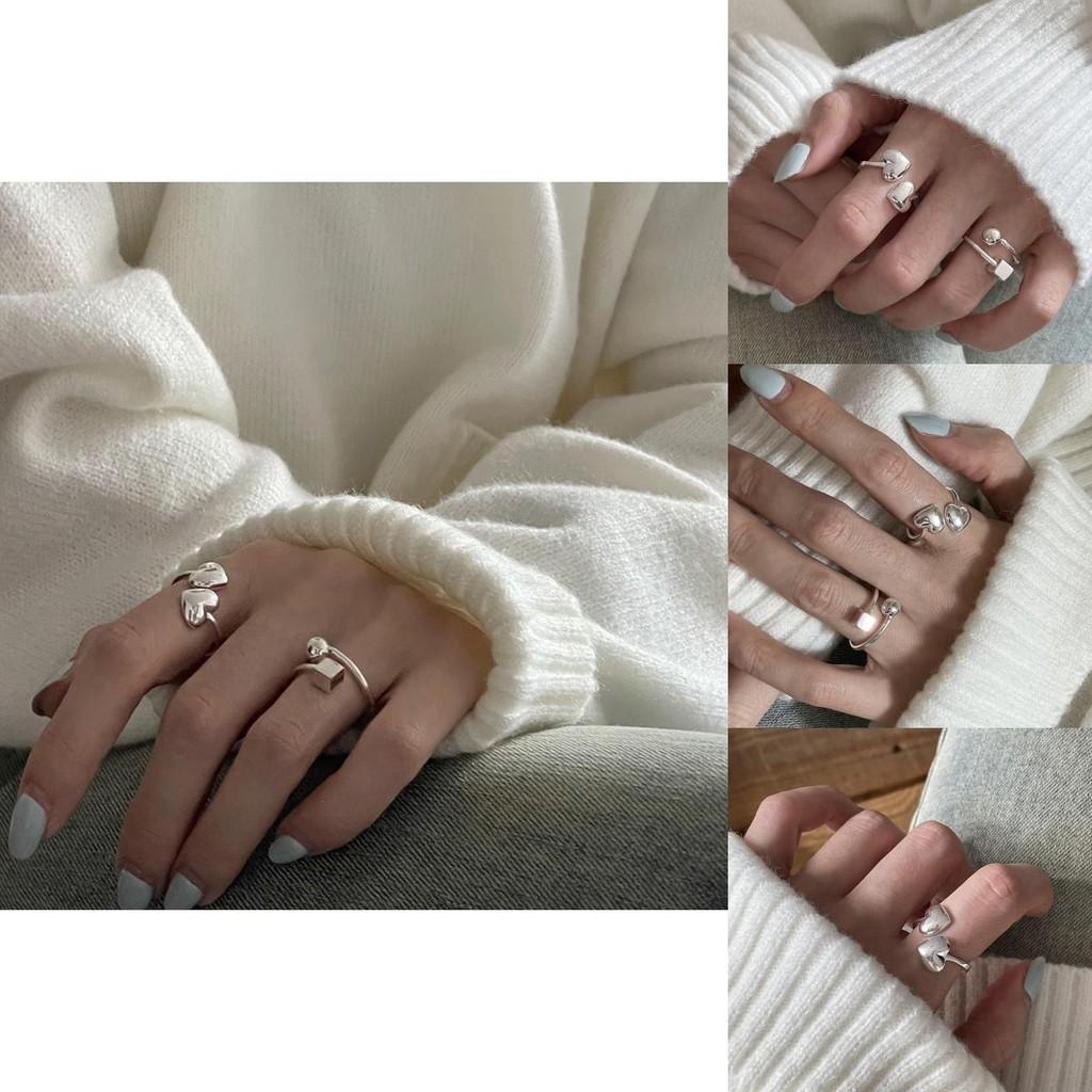 Elegant Adjustable Heart Shaped Geometric Ring For Women Simple And Stylish Design