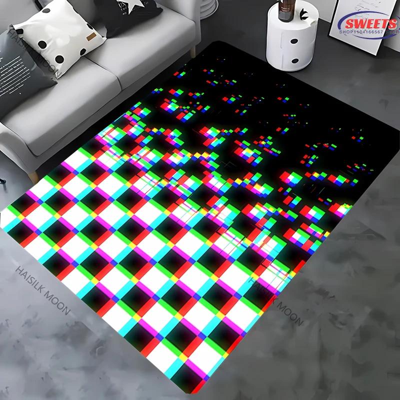 15 Sizes Funny Pixel Pattern Print Rugs Non-Slip Carpet Large Sizes Area Rugs Door Mats for Bedroom Living Room Gaming Room Mats