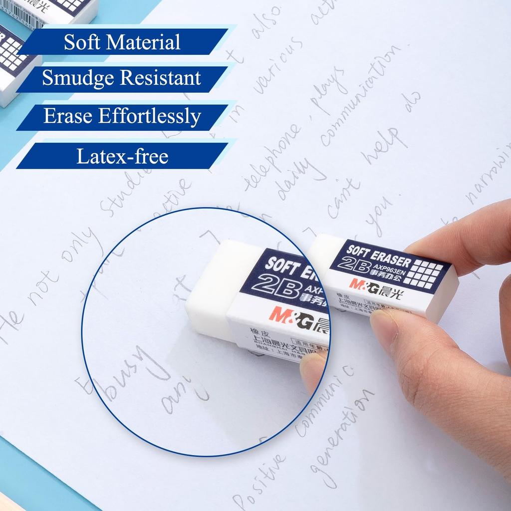 M&g 24 Pcs 4b Erasers Clean White Tool Less Crumbs Rubbers For Exam Art Drawing Office Eraser Easy To Erase