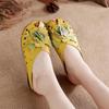 New Summer Genuine Leather Shoes Women Sandals Old Beijing Style Cow Leather Shoes Flowers Black Red Yellow Plus Size 41
